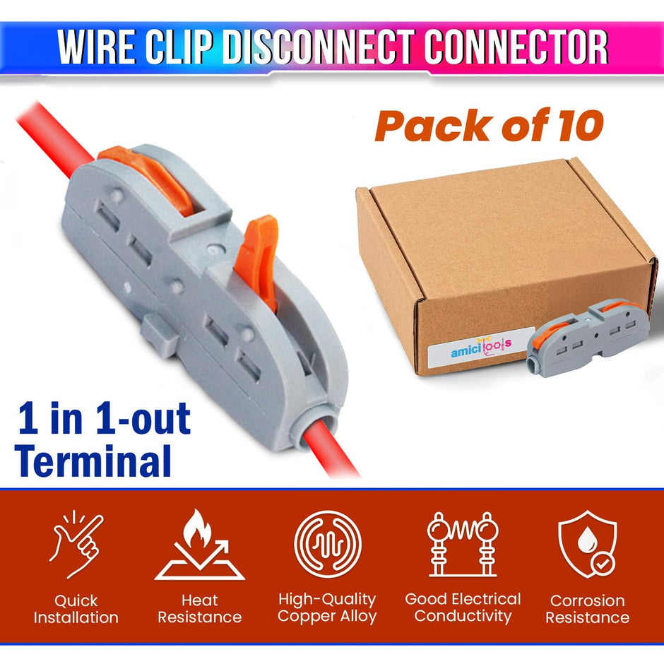 Fast Wire Clip Connector, Fixed Wire Terminal Blocks 1-to-1 Connector Pack of 10 amiciKart c0tmiz-hs.myshopify.com