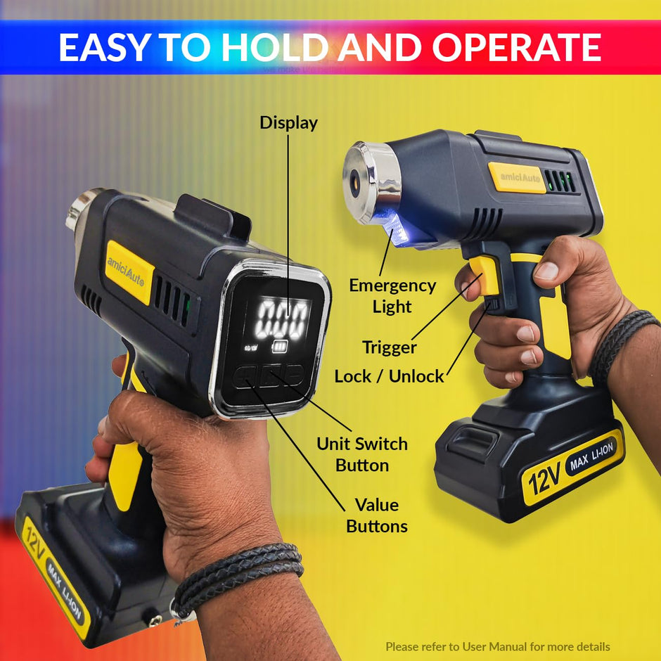 Automatic 150PSI Dual-Power Car & Bike Tyre Inflator, Rechargeable Air Pump