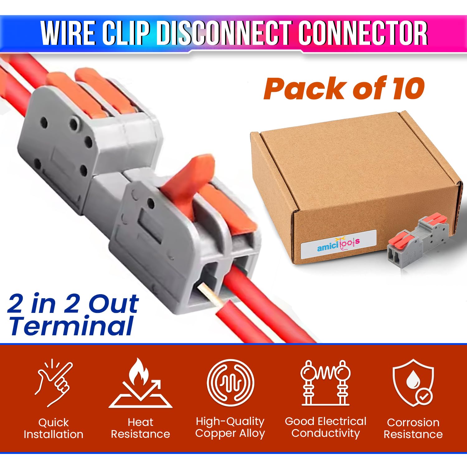 Fast Wire Clip Connectors– Quick Disconnect, No Twisting or Extra Wiring Needed