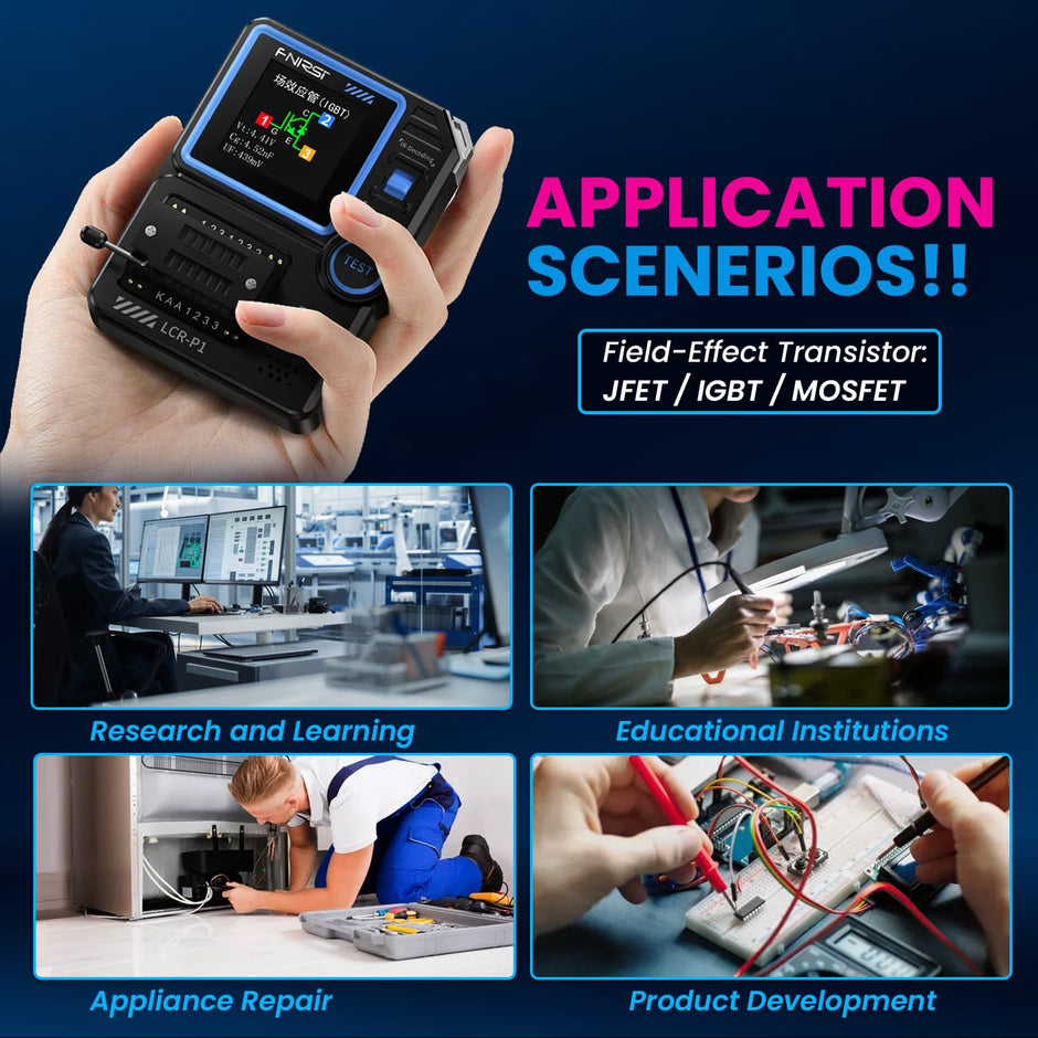 LCR-P1 Transistor & Capacitor Tester – 1.44'' Display, USB-C Rechargeable LCR Meter