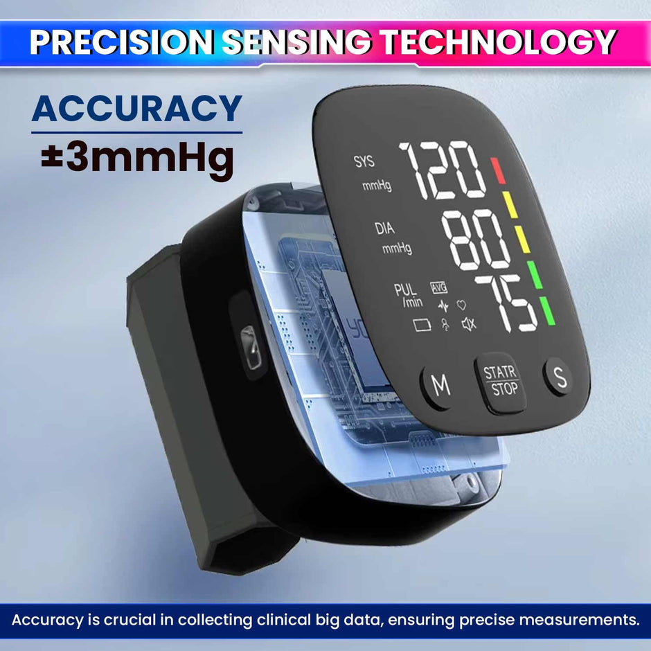 amiciCare Wrist Blood Pressure Monitor, Type-C Rechargeable BP Machine Stores 99 * 2 Readings for 2 Users with Color Indicators and Voice Broadcast