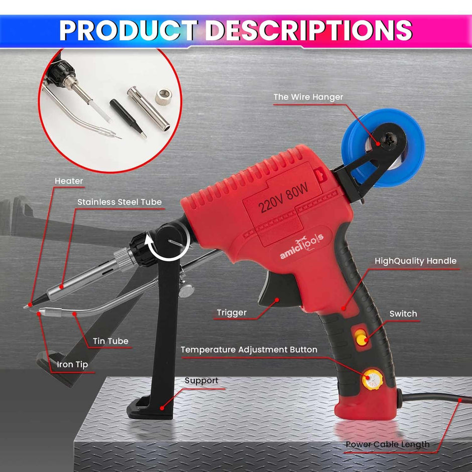 220VAC Electric Soldering Iron, 80W Auto-Feeder Welding Tool with Adjustable Temperature amiciKart c0tmiz-hs.myshopify.com