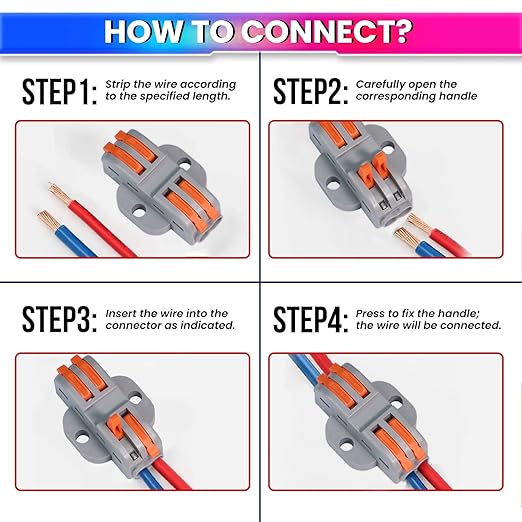 Fast Wire Clip Connector, 2-to-2 Fixed Terminal Blocks Pack of 5 – Tool-Free Electrical Wiring amiciKart c0tmiz-hs.myshopify.com