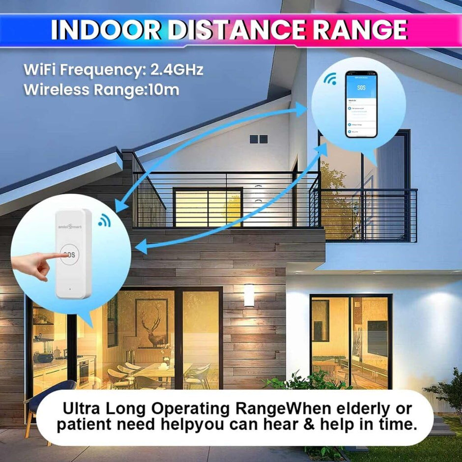 Wi-Fi SOS Call Button Wireless Emergency Alert Transmitter One-Touch Alarm SmartLife App Control