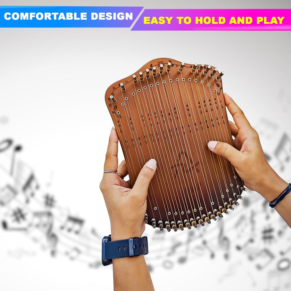 Harpika, Strings Musical Instrument Lyre Harp with Engraved Notes, with Tuner for Beginners