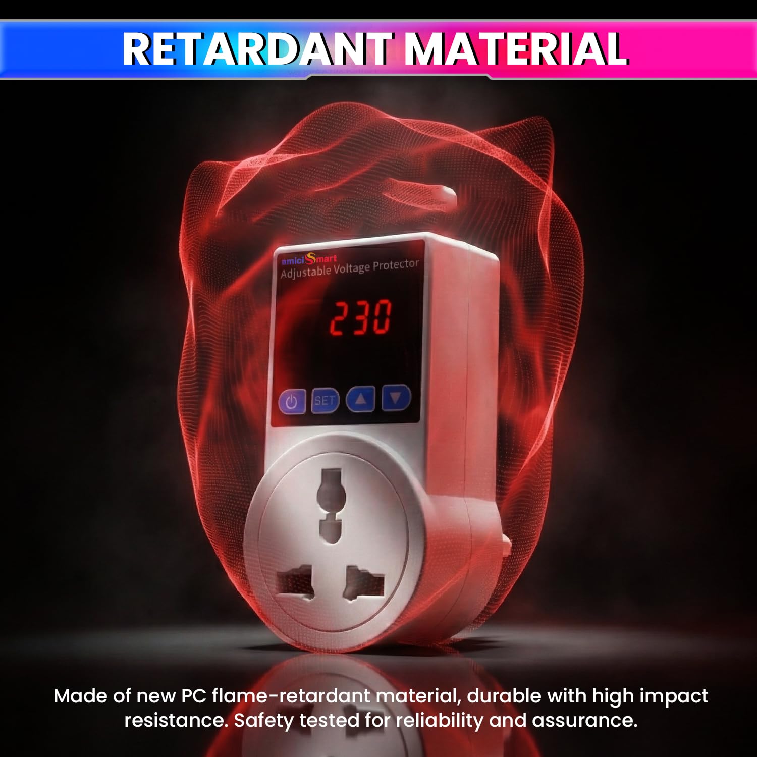 Socket Voltage Protector 10A Load Capacity with 6A Plug Over & Under Voltage Protection with LED Display