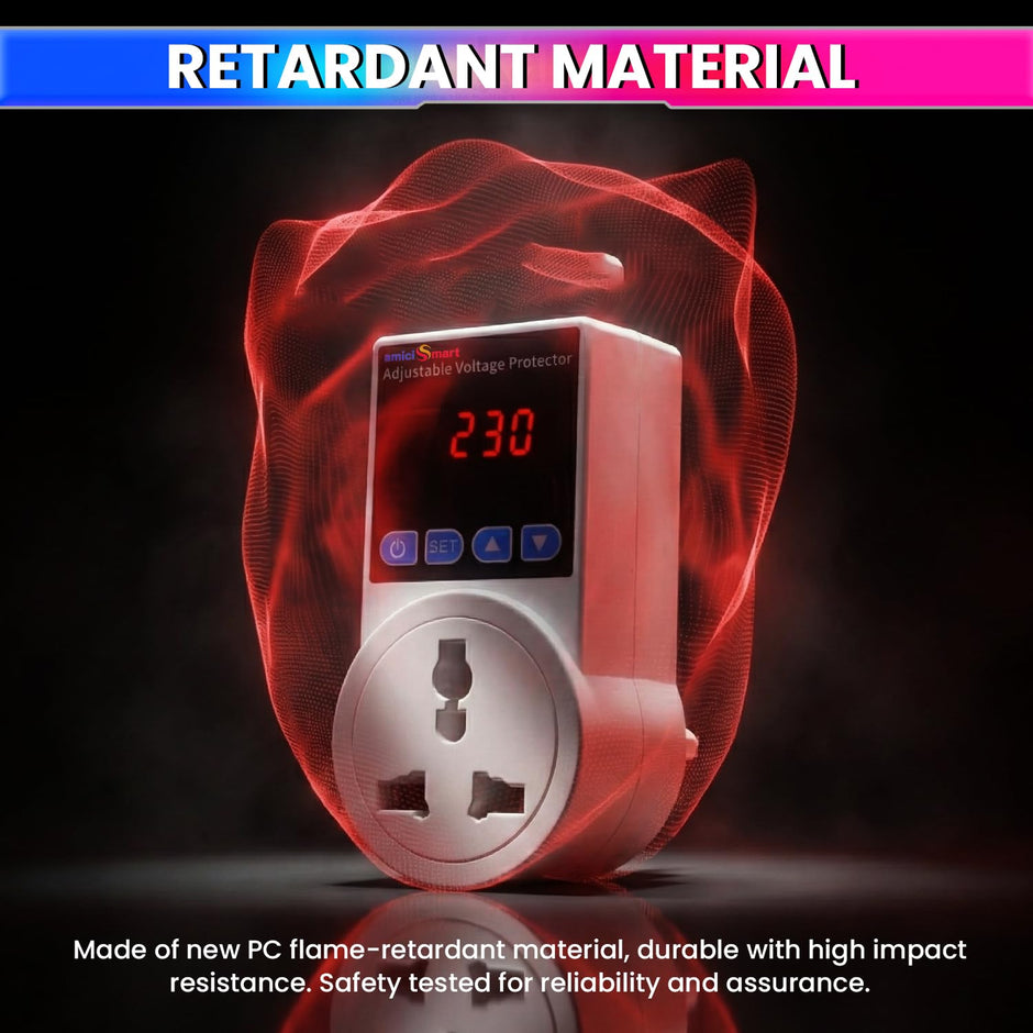 Socket Voltage Protector 10A Load Capacity with 6A Plug Over & Under Voltage Protection with LED Display