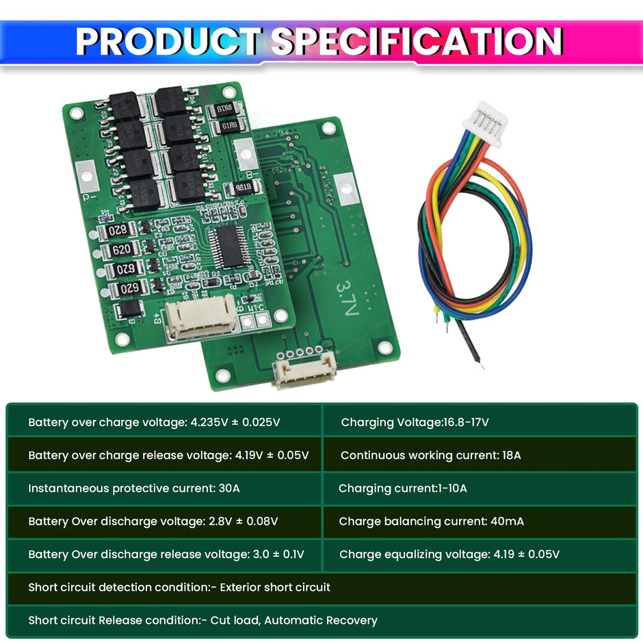 12V 4S 20A BMS Lithium Battery Protection Board With Balance