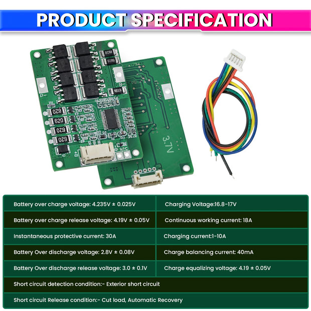 12V 4S 20A BMS Lithium Battery Protection Board With Balance