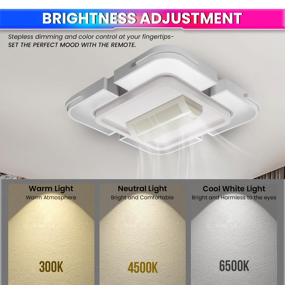 Bladeless Ceiling Fan with LED Light & Remote Control | 6-Speed Fan, 3-Color Adjustable Light