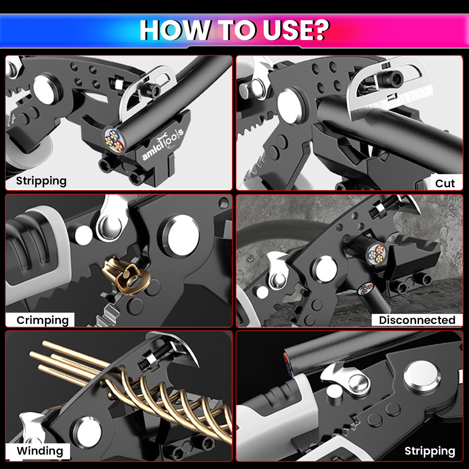 Multifunction Wire Cutter & Stripper with Safety Lock – Crimpin , Cutting Tool  Electrical Wires