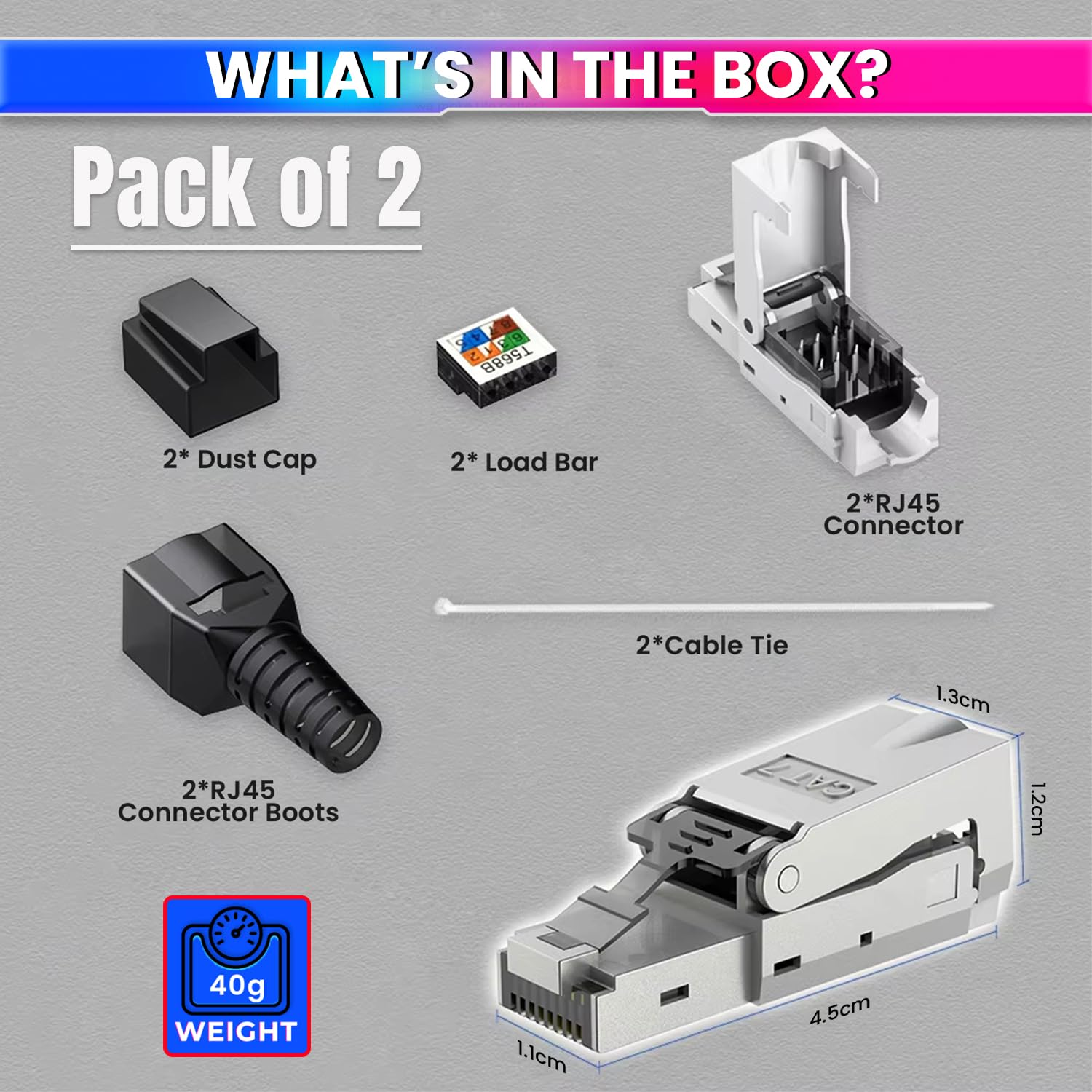 RJ45 CAT7 Reusable Ethernet Termination Plug Compatible with 22-23AWG, 6.0–8.0mm OD Tool-Free Design amiciKart c0tmiz-hs.myshopify.com