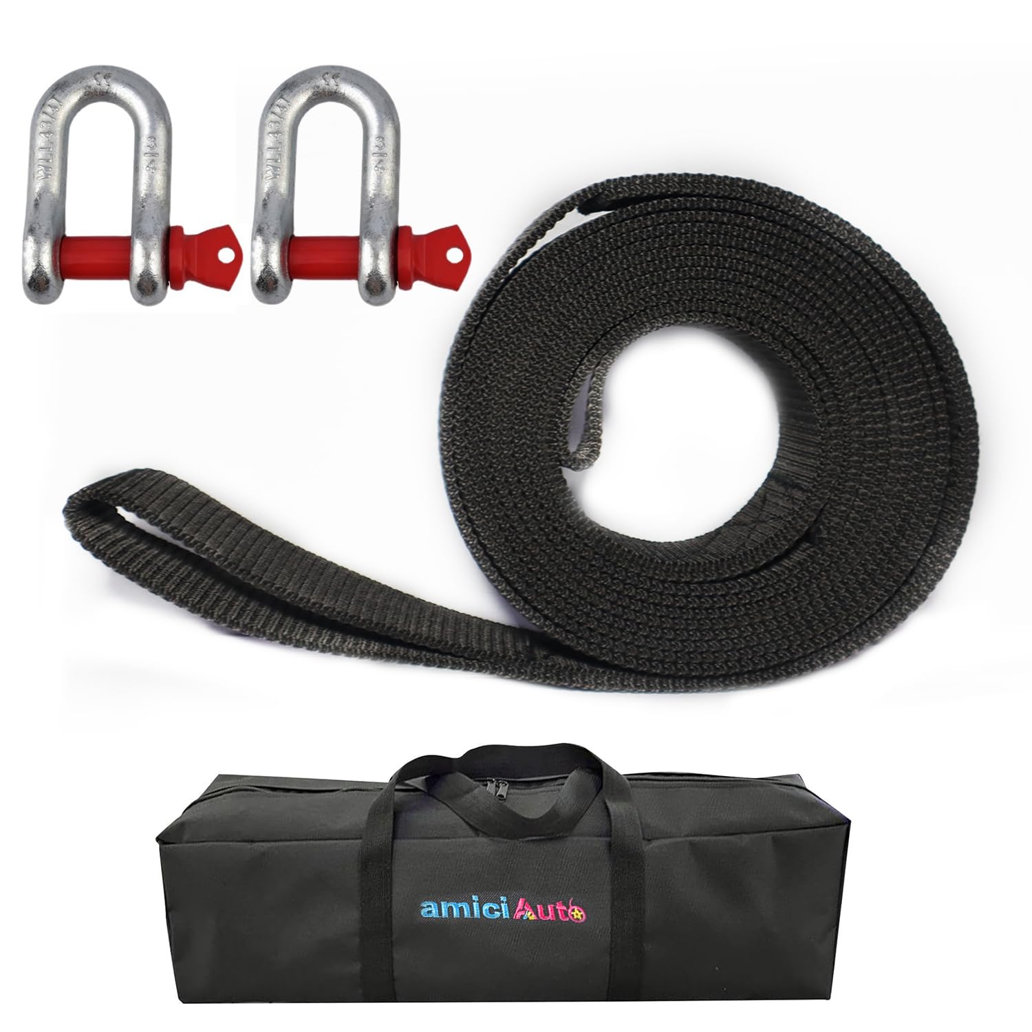 Heavy-Duty Tow Strap 4m Length, High-Strength Nylon Recovery Strap with Reinforced Loops amiciKart c0tmiz-hs.myshopify.com