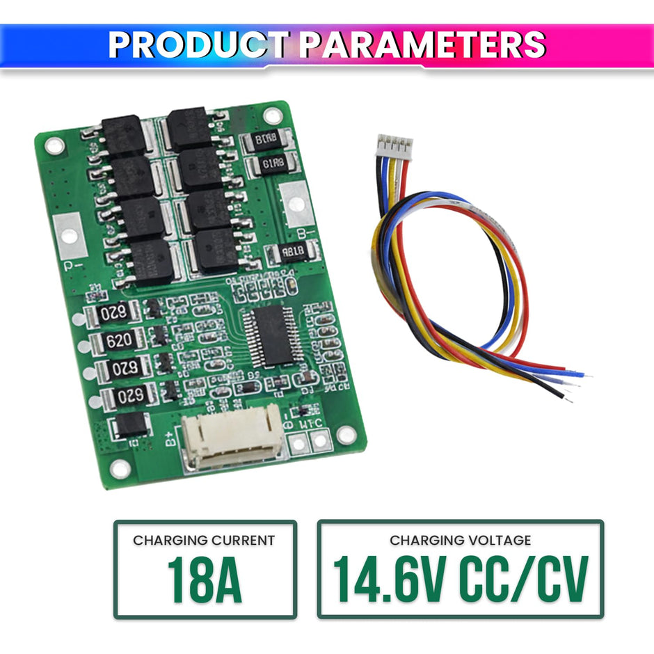 12V 4S 20A LiFePO4 BMS with Balance Overcharge, Over-Discharge, Short-Circuit & Overcurrent Protection