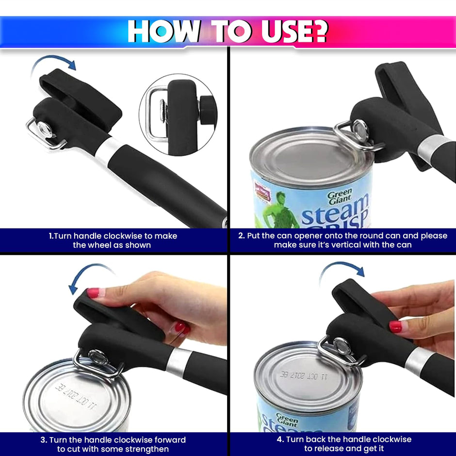 Can Opener, Manual Tin Opener with Anti-Slip Grip Handle and Stainless Steel Sharp Blade amiciKart c0tmiz-hs.myshopify.com