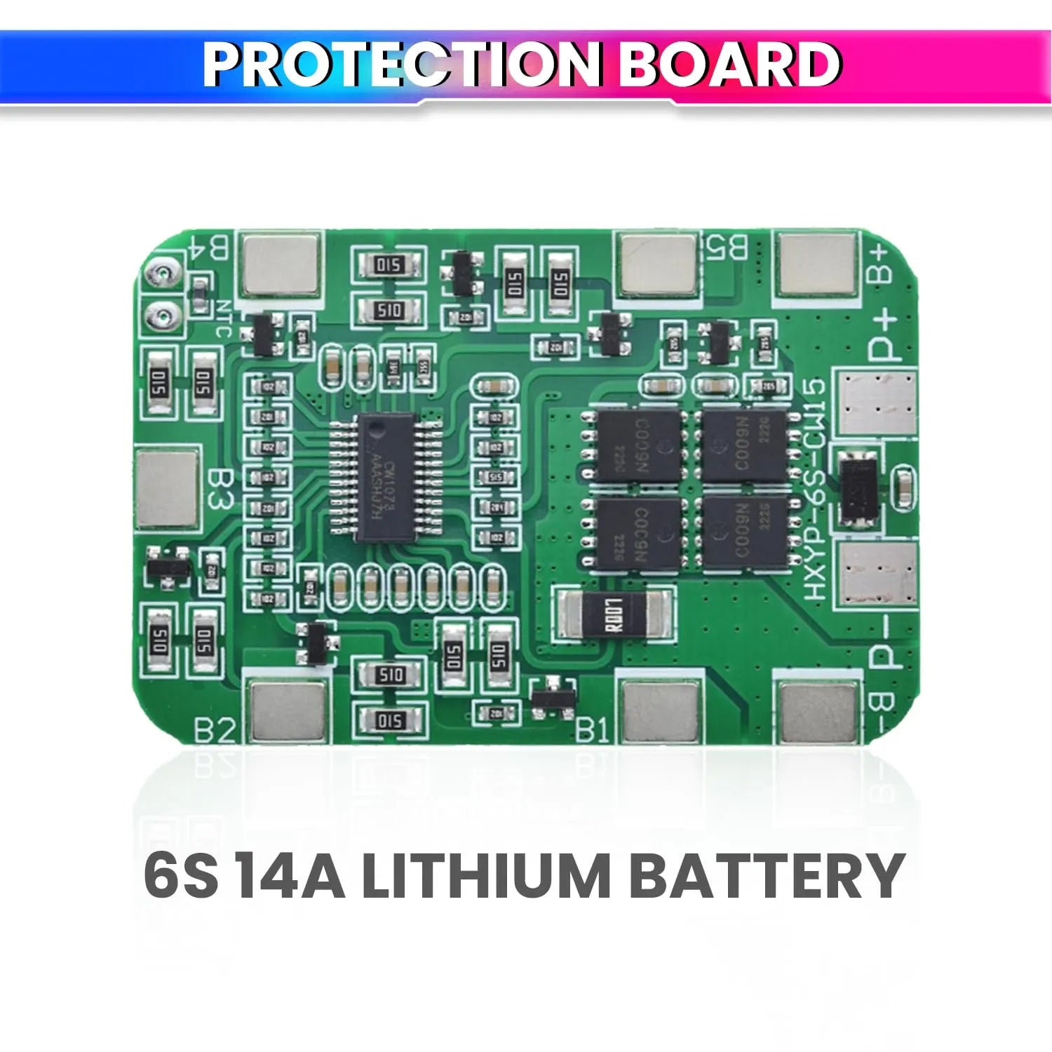6S 22.2V/25.2V 14A Lithium Battery BMS Protection Board with Cell Balancing 6-Cell 18650 Li-ion Packs Overcharge, Over-Discharge & Short-Circuit Safety