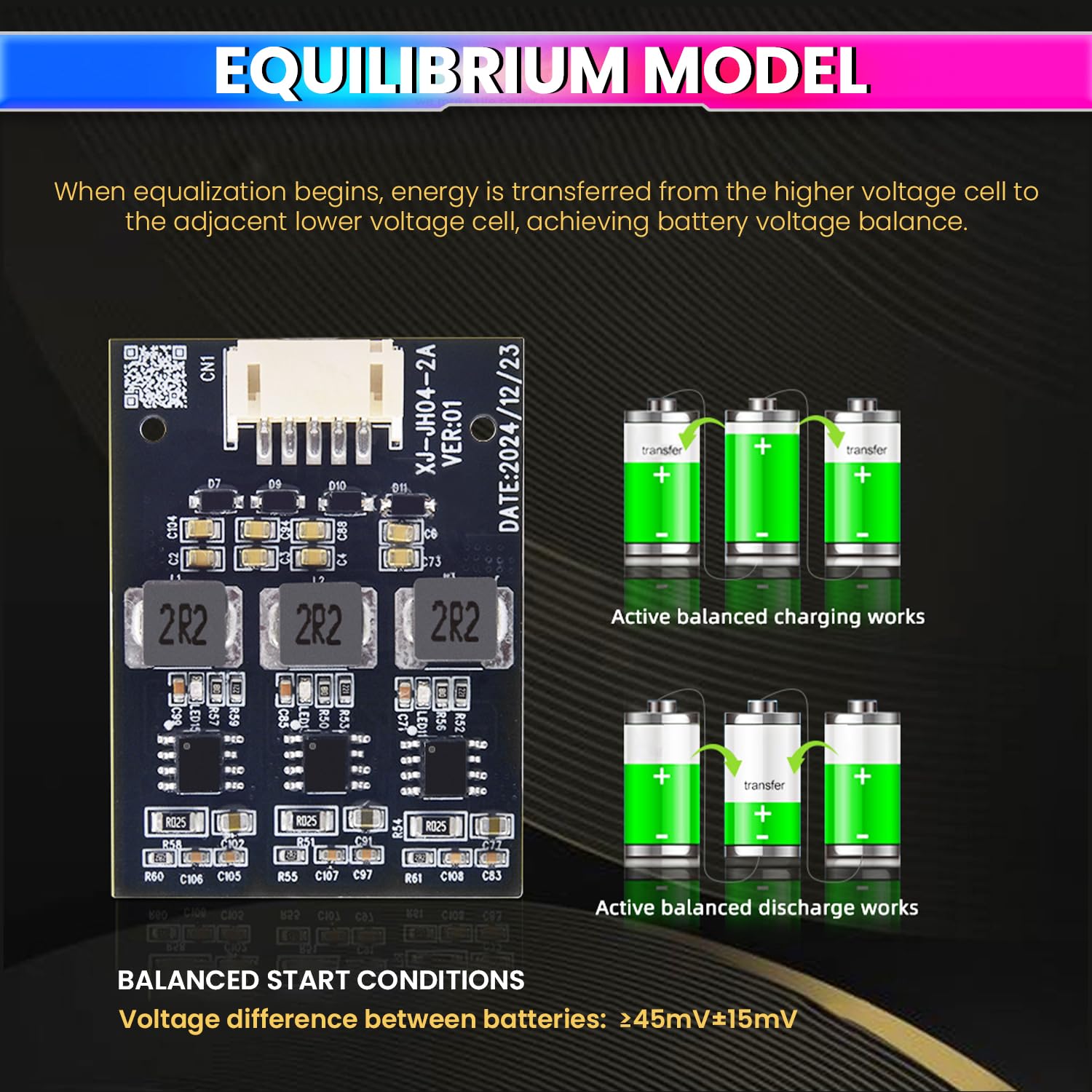 4S 2A Active Energy Balancer Board – Inductive Voltage Energy Equalization for LiFePO4 / Li-ion / Lipo / LTO Battery Packs (2.8V–4.2V) amiciKart