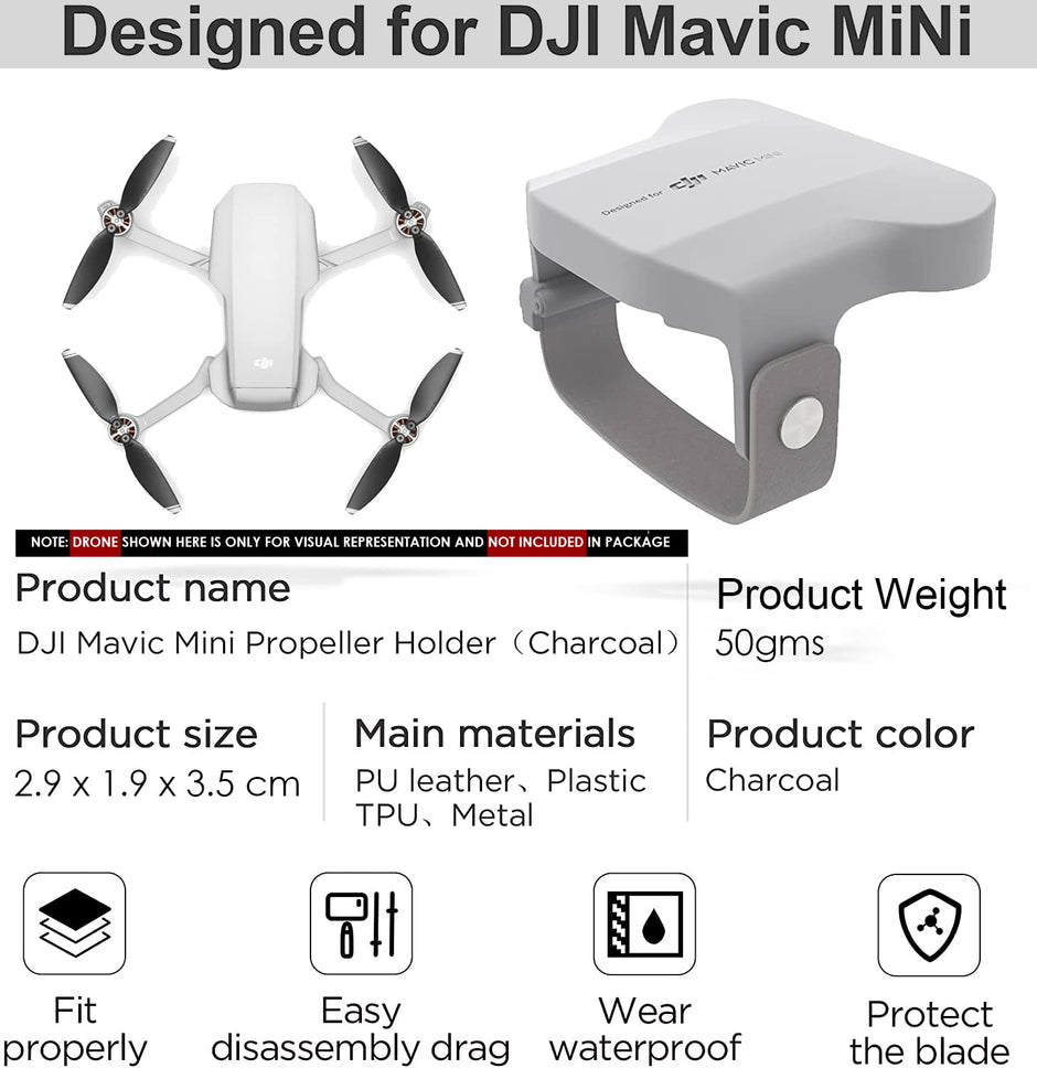 amiciCare Dji Mavic Mini/Mini 2 Propeller Holder, Protection Belt For Drone, Grey