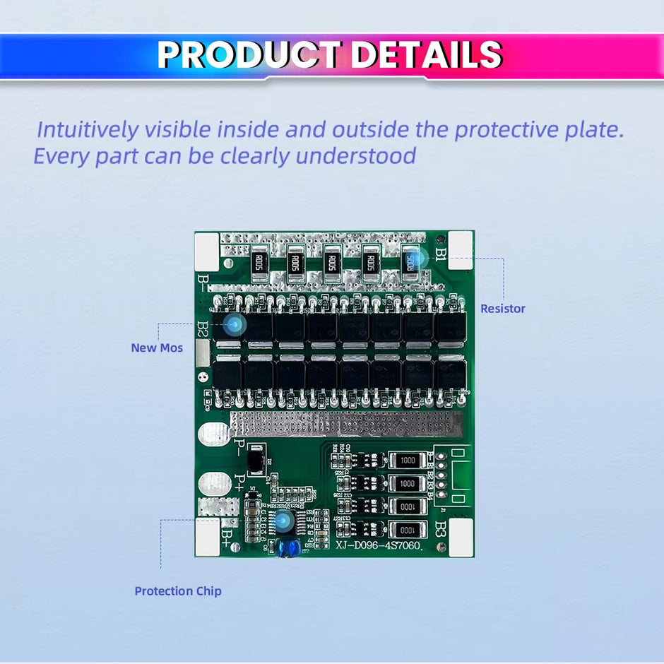 4S 12V 40A LiFePO4 BMS | Smart Battery Management System with Cell Balancing & Thermal Protection