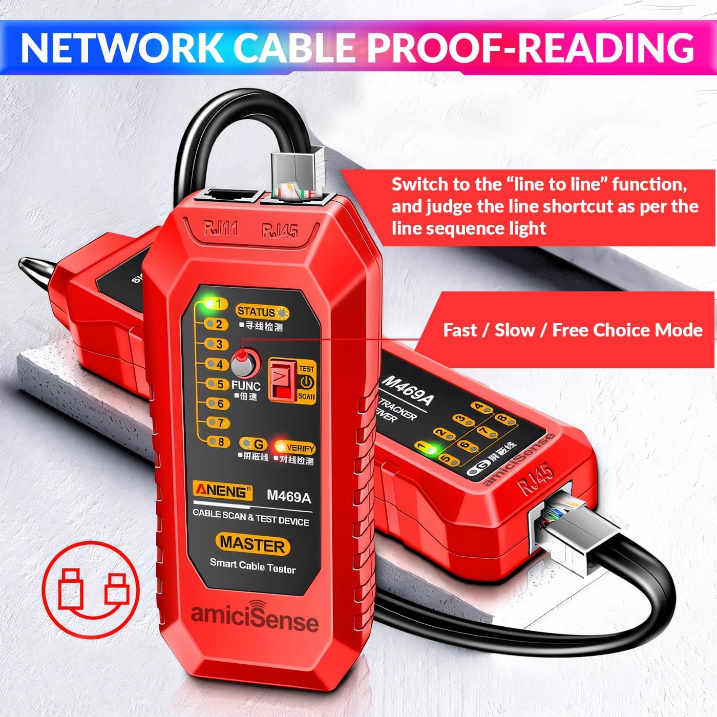 Network Cable Tracker, Wire Break Point Tester for Network Cable (RJ45), Ethernet LAN, Telephone Line (RJ11) with Flashlight amiciKart c0tmiz-hs.myshopify.com