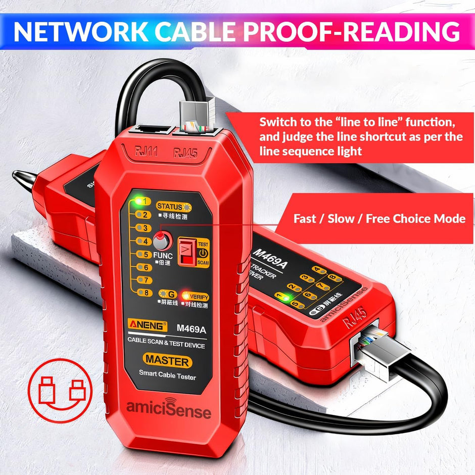 Network Cable Tracker, Wire Break Point Tester for Network Cable (RJ45), Ethernet LAN, Telephone Line (RJ11) with Flashlight amiciKart c0tmiz-hs.myshopify.com