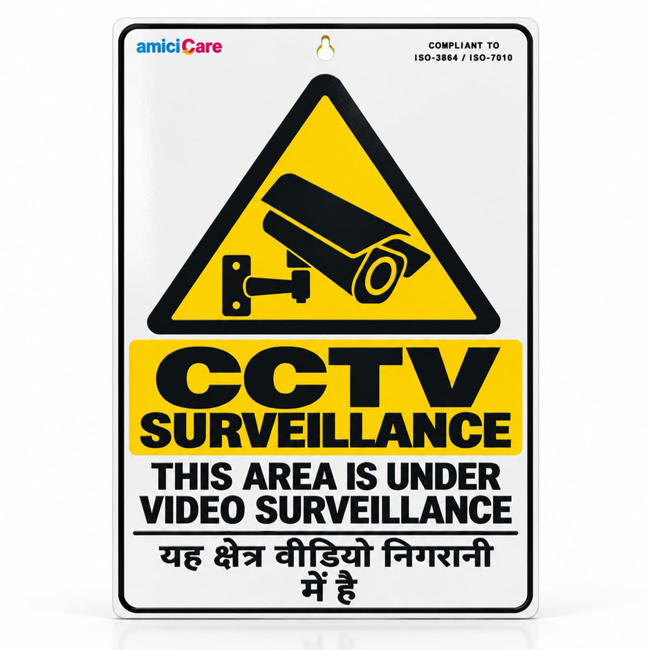 CCTV Surveillance Notice Sign Board, English & Hindi, 20x30cm, Pack of 4