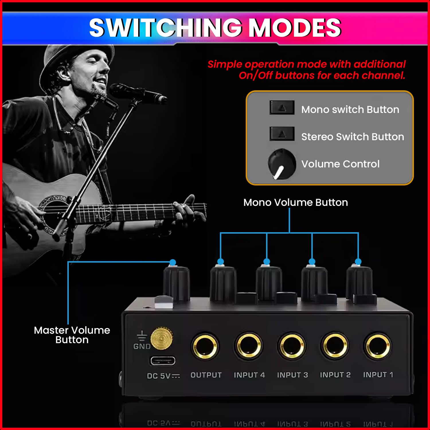 Mini Audio Mixer–Ultra Low-Noise 4-Channel Stereo Line Mixer| Independent Volume Control amiciKart c0tmiz-hs.myshopify.com