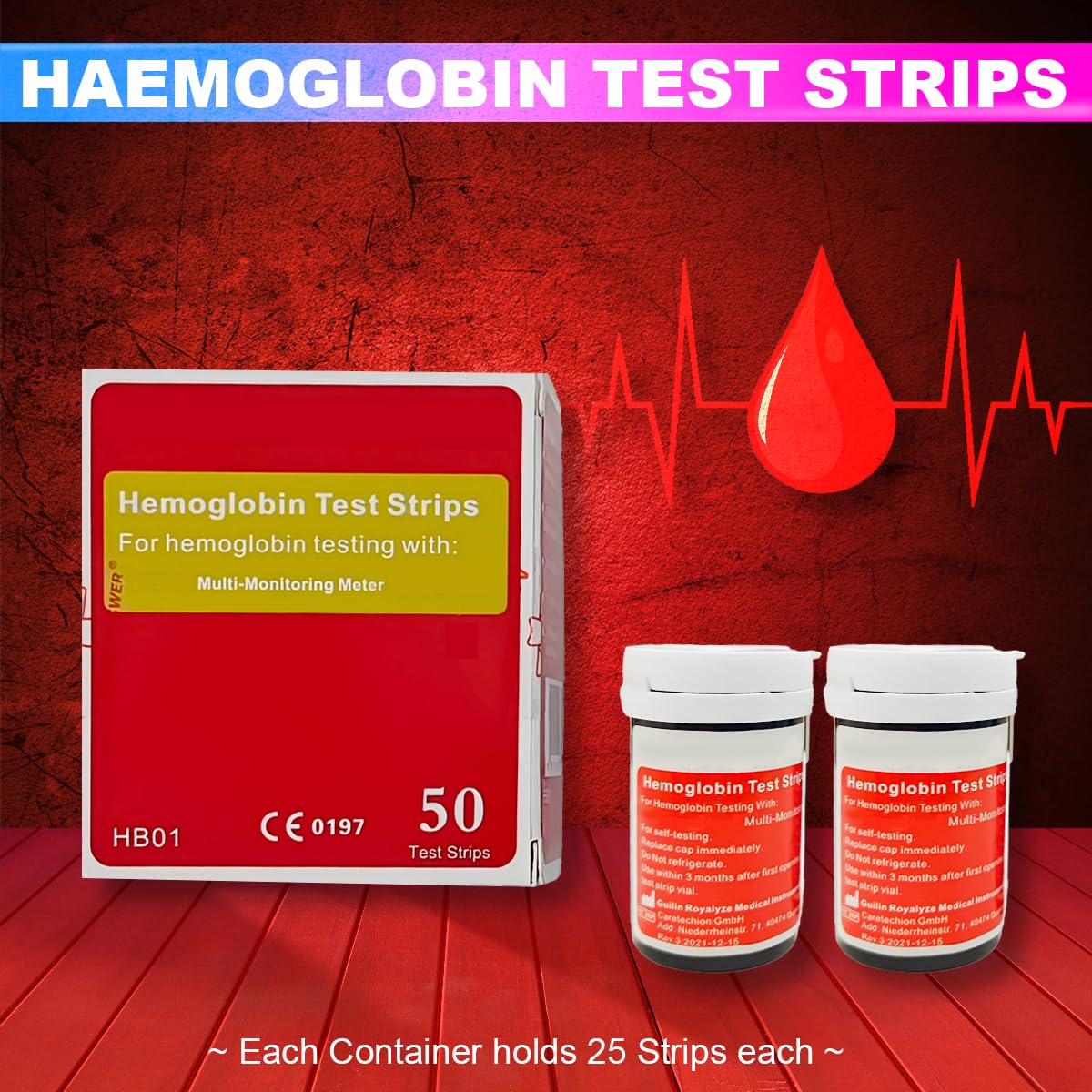 Hemoglobin Test Strips (50 Pcs) amiciKart c0tmiz-hs.myshopify.com