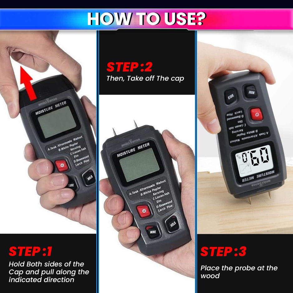 Wood Moisture Meter Digital Humidity Tester for Wood, Cement Motor, Wall, Firewood, Paper, etc