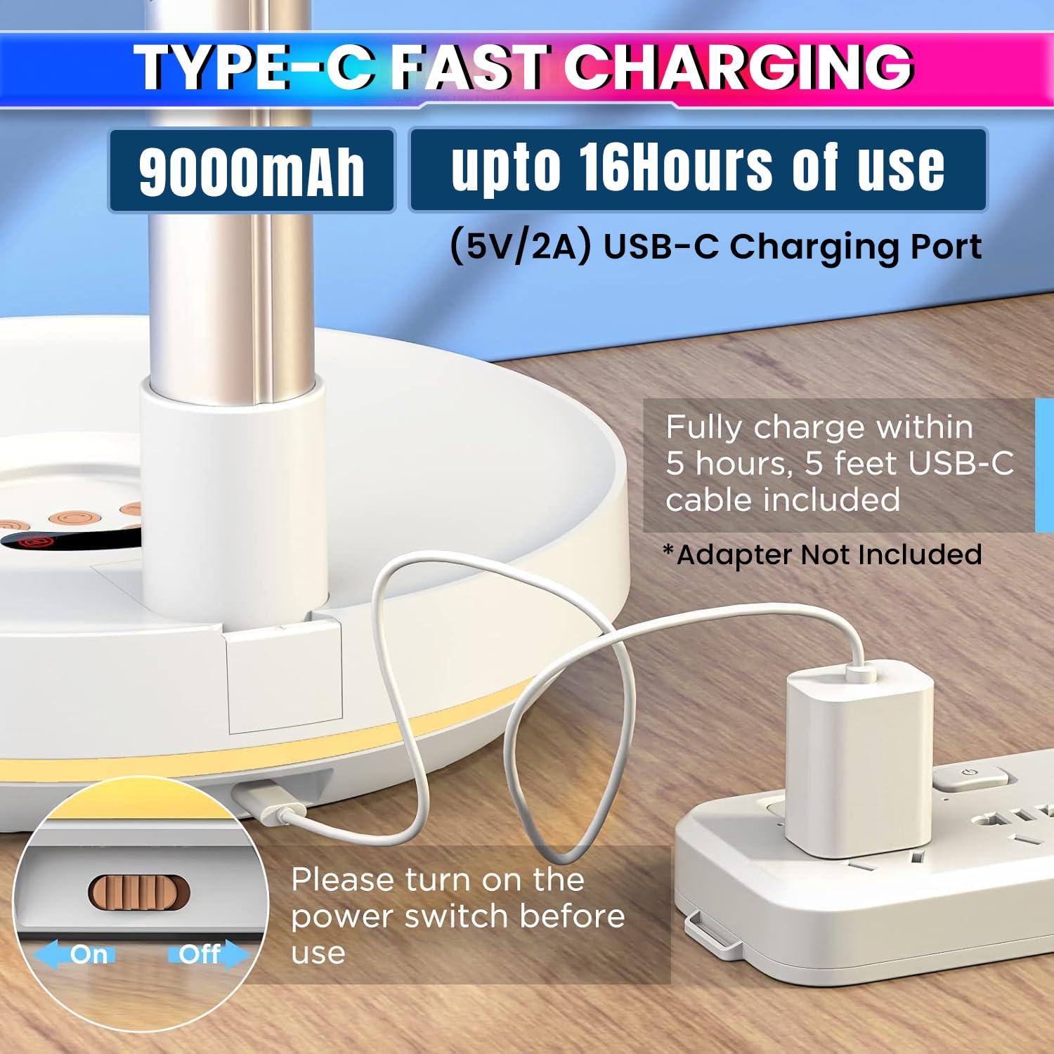 10-Inch Telescopic Rechargeable Stand Fan – 8-Speed Folding Fan with Remote & 9000mAh Battery amiciKart c0tmiz-hs.myshopify.com