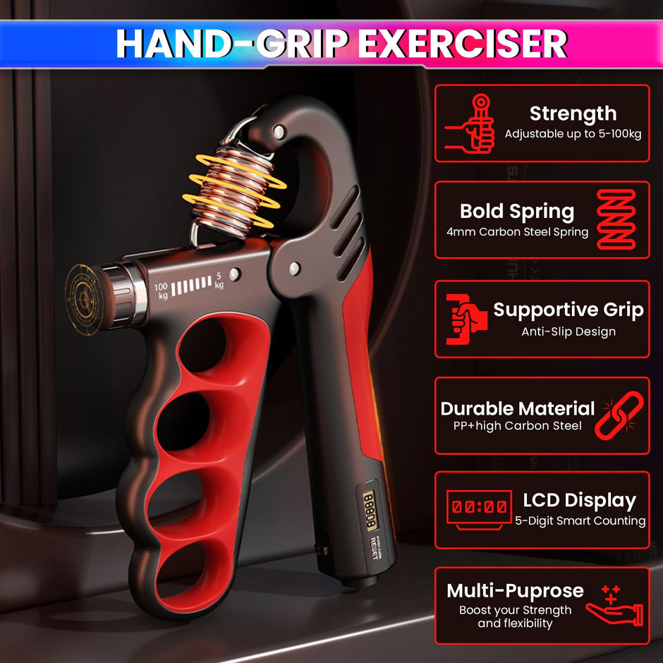 Adjustable Hand-Grip Exerciser,Digital LCD Counter,4mm Carbon Steel Spring, 5~100Kg amiciKart c0tmiz-hs.myshopify.com