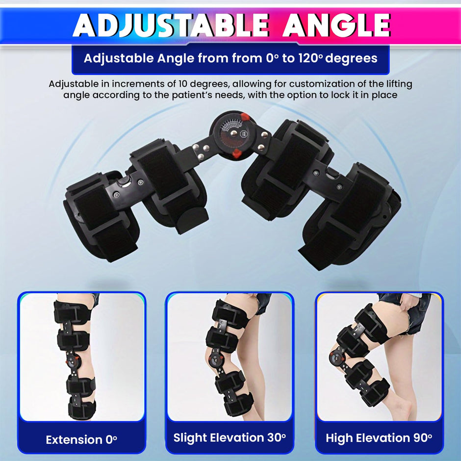 Premium Knee Support Brace- Post OP Splints Adjustable Length for Enhanced Comfort/Mobility