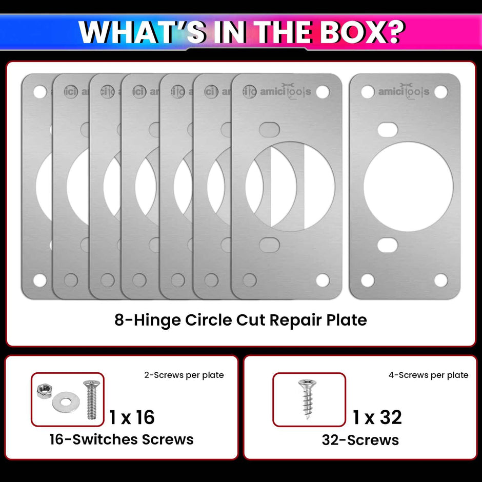 Hinge Repair Plate|Stainless Steel (SS202) Door Hinges|Fix Loose Cabinet Hinges|8 Pcs of Hinge Cup Repair Plate with Screws amiciKart c0tmiz-hs.myshopify.com