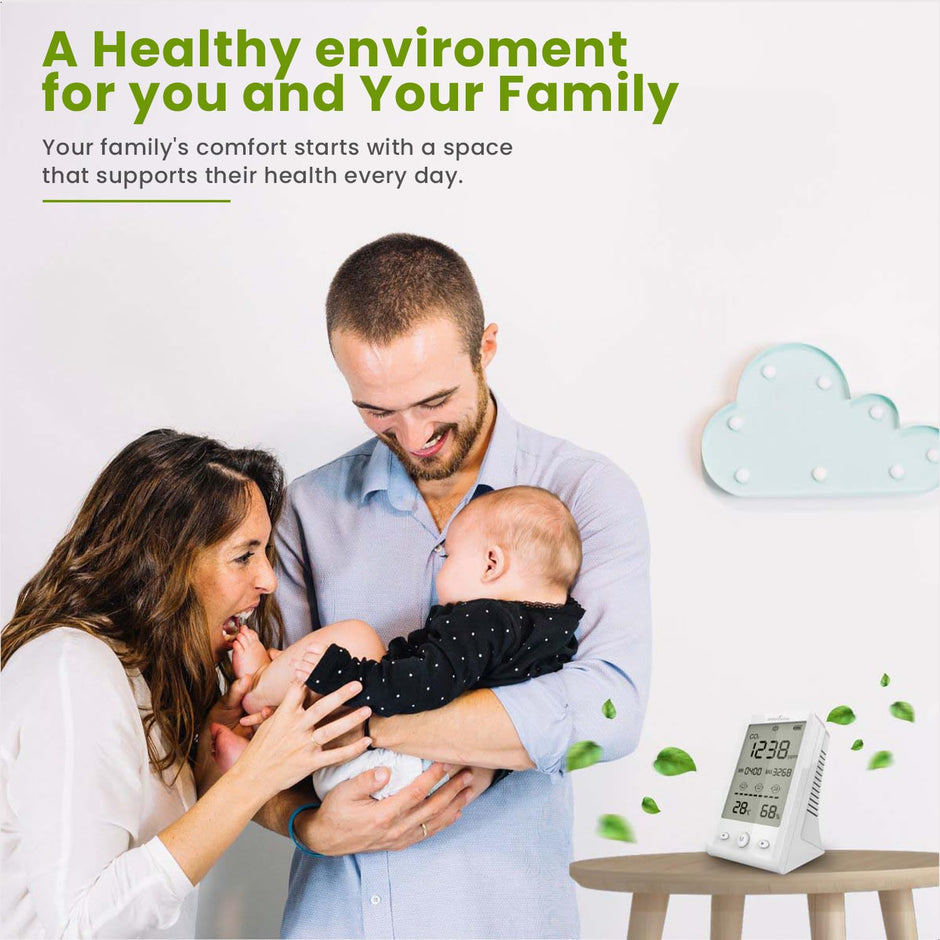 CO₂ Meter – Air Quality Monitor with Temperature & Humidity Display, WiFi App Control