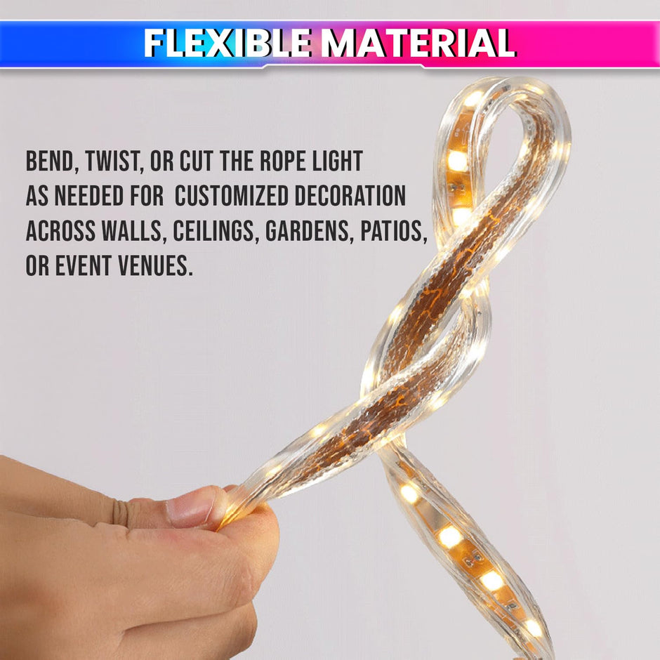 Warm White 40m LED Rope Light with Flexible & Adjustable Decorative Lighting Strip for Home Or Festive Décor (120 LEDs/m) amiciKart c0tmiz-hs.myshopify.com
