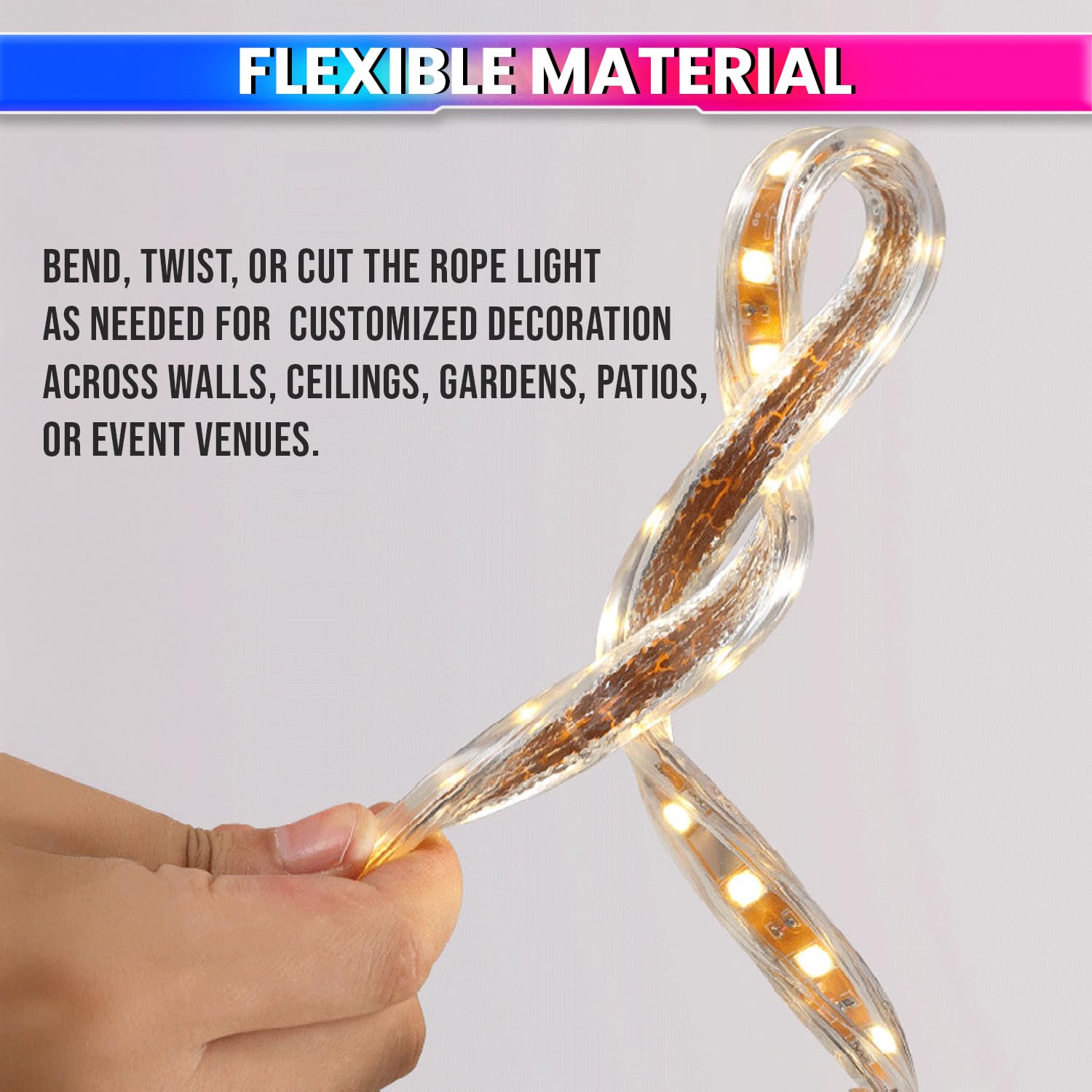White 40m LED Rope Light with Flexible & Adjustable Decorative Lighting Strip for Home Or Festive Décor (120 LEDs/m) amiciKart c0tmiz-hs.myshopify.com