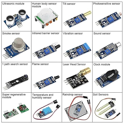 16-in-1 IoT Sensor Kit for Raspberry Pi & Arduino – DIY STEM Starter Kit with Temperature, Motion, Gas