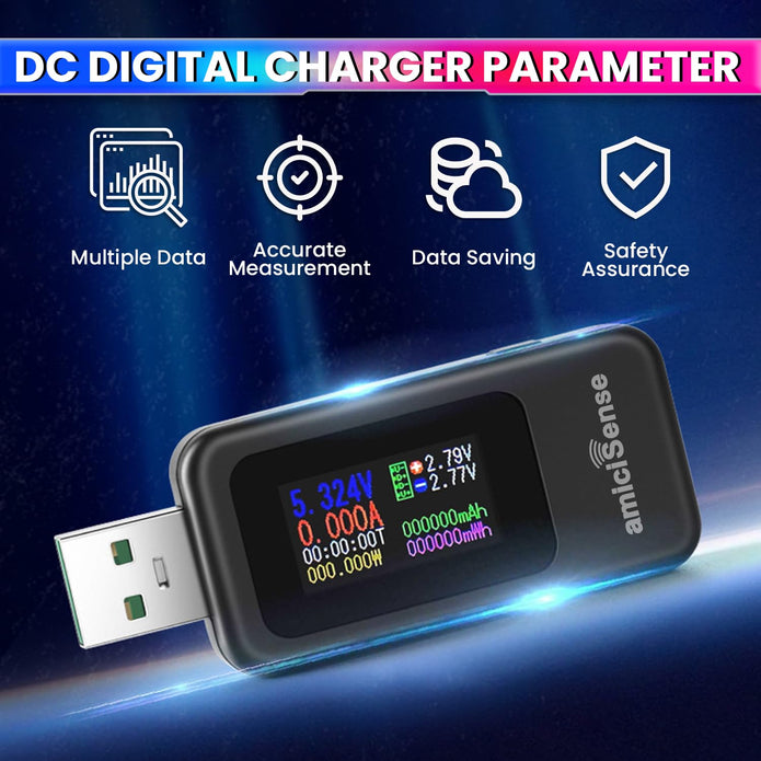 10-in-1 Digital USB Tester – Voltage, Current, Power, mAh, mWh, Resistance & Temperature