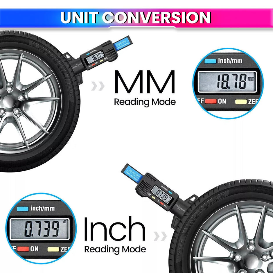 Digital Tire Thread Depth Gauge with LCD Display, 0-25mm Accurate Measurement for Cars, Trucks, Motorcycles Wheel amiciKart