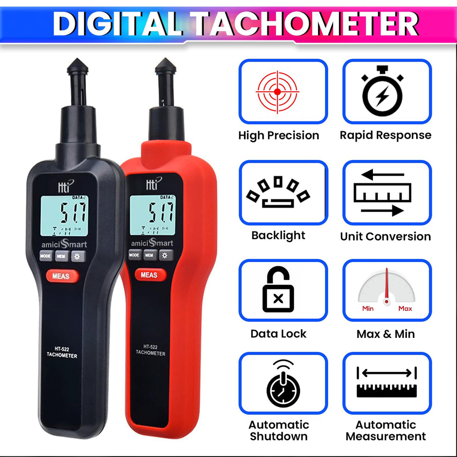 2-in-1 Digital Laser Tachometer RPM Meter, Handheld with 9V Battery (Up to 99,999 RPM) amiciKart c0tmiz-hs.myshopify.com