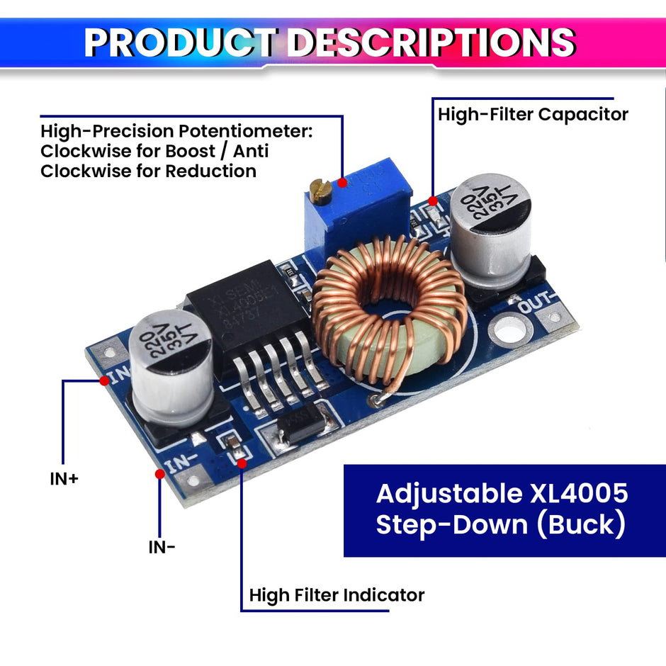 75W DC-DC Buck Convertor, 5V-32V to 1.25V-32V Step-Down Power Supply Module amiciKart c0tmiz-hs.myshopify.com