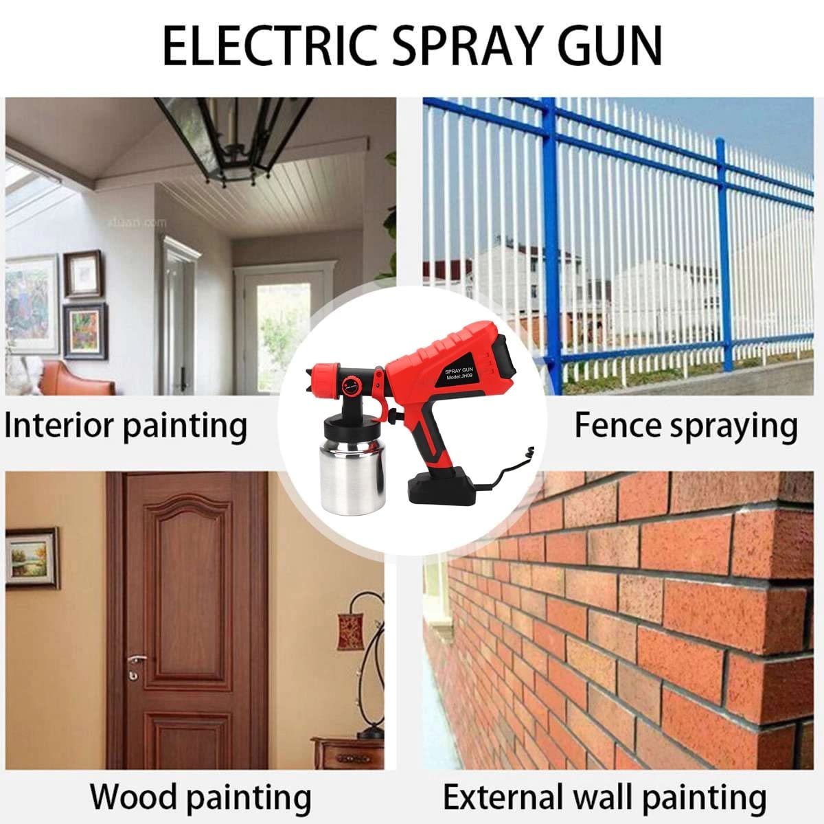 600W Electric Handheld Spray Gun, 220V Airbrush with 3 Additional Nozzle for Painting Wall Car Furniture amiciKart c0tmiz-hs.myshopify.com