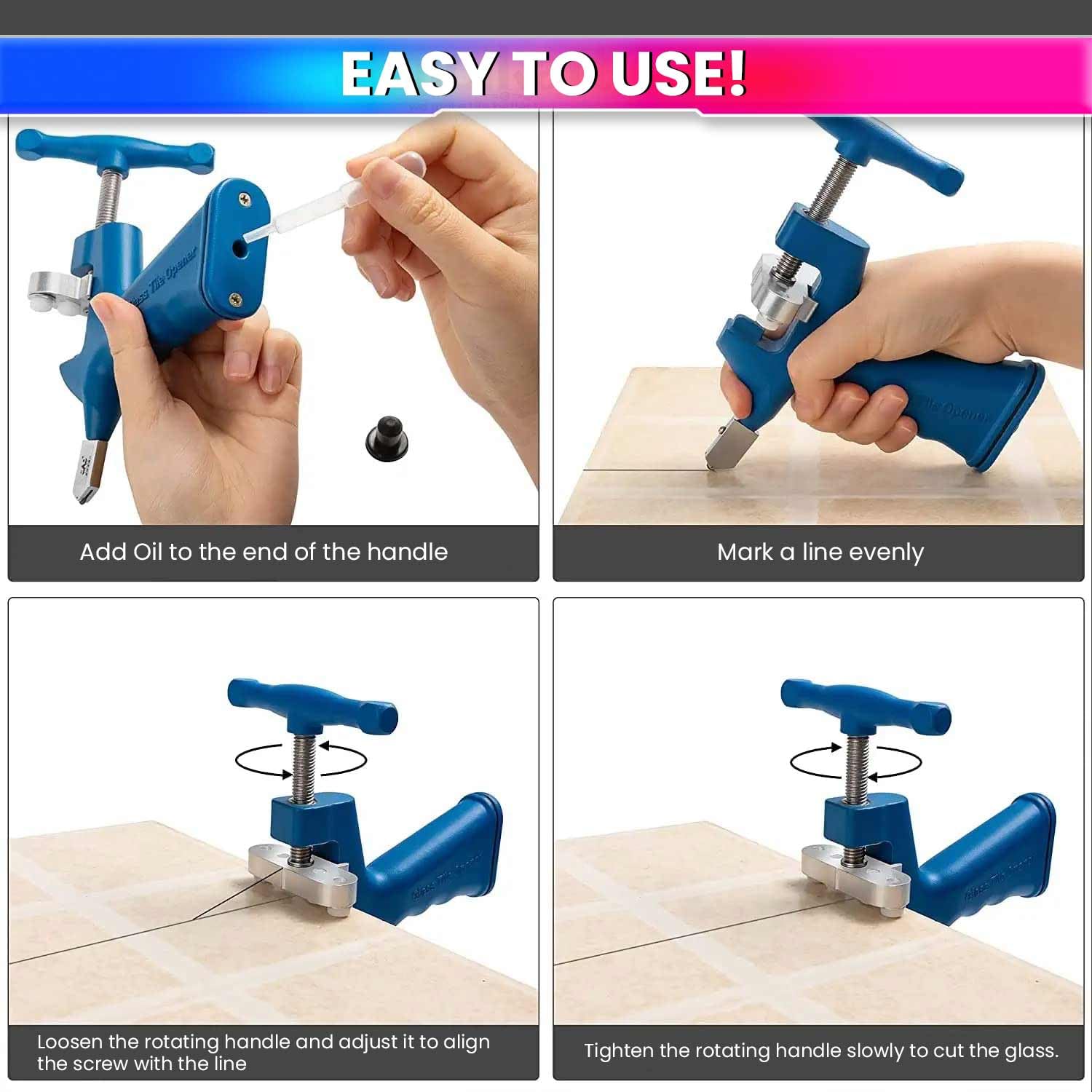 2 in 1 Tile/Glass Cutter, Hand Tool for Cutting Ceramic Tile, Mirror, Glazed Tiles