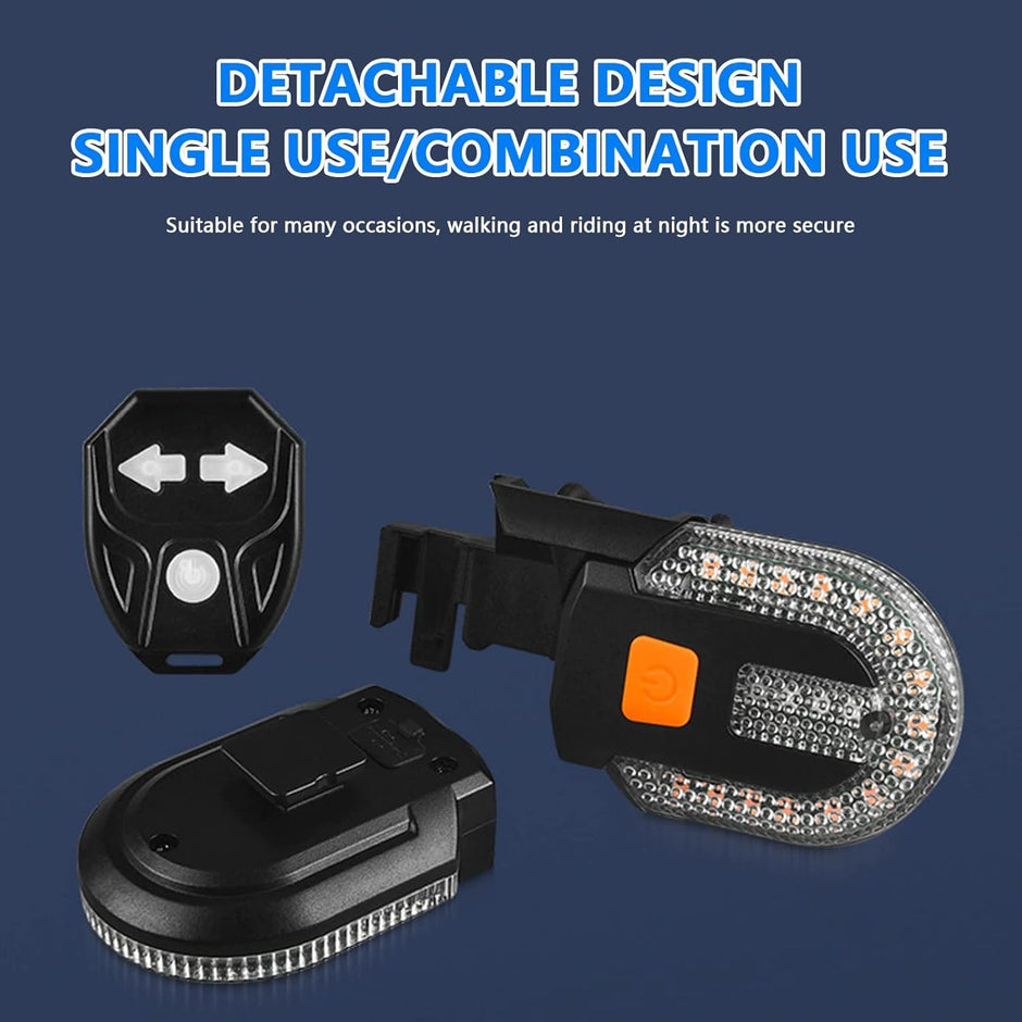 amiciVision Wireless Tail Light for Bicycle, 38 LED Rechargeable Back Indicator Lights with Remote Control, Audible Alarm and Detachable Mounts