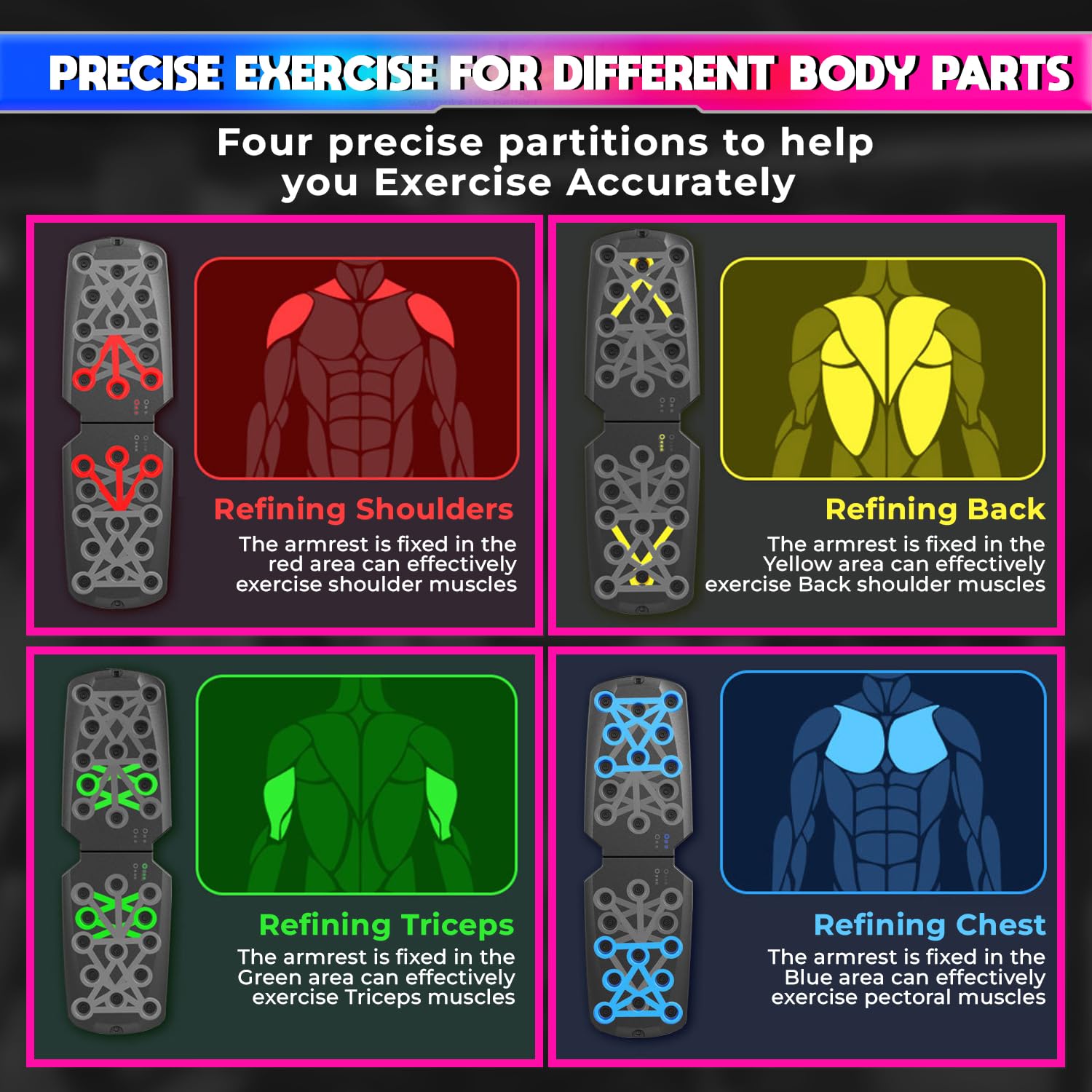 Push-Up Board, Color-Coded Detachable Workout Mat for Chest Shoulder Back and Tricep Muscle amiciKart c0tmiz-hs.myshopify.com