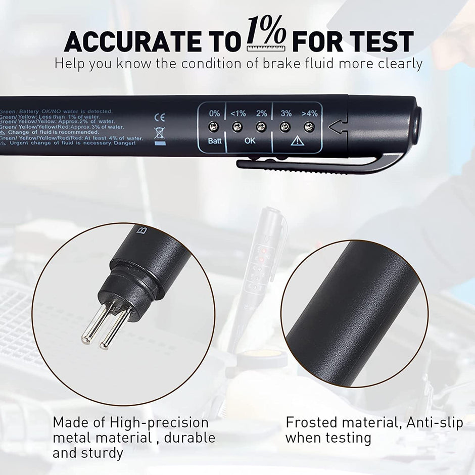amiciAuto Brake Fluid Tester 5 LED Indicator For DOT3 DOT4 Brake Fuel with AAA Battery