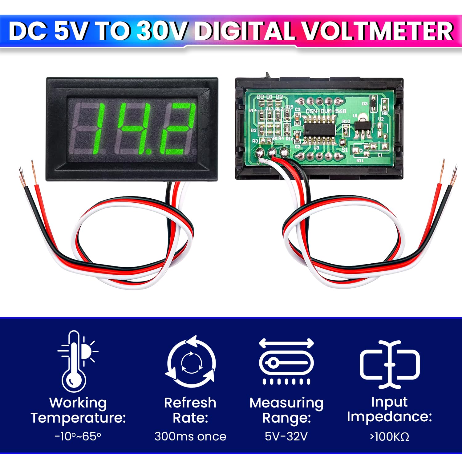 Mini DC Voltmeter 5–32V, Digital Voltage Tester with Compact Display for Accurate Monitoring amiciKart c0tmiz-hs.myshopify.com