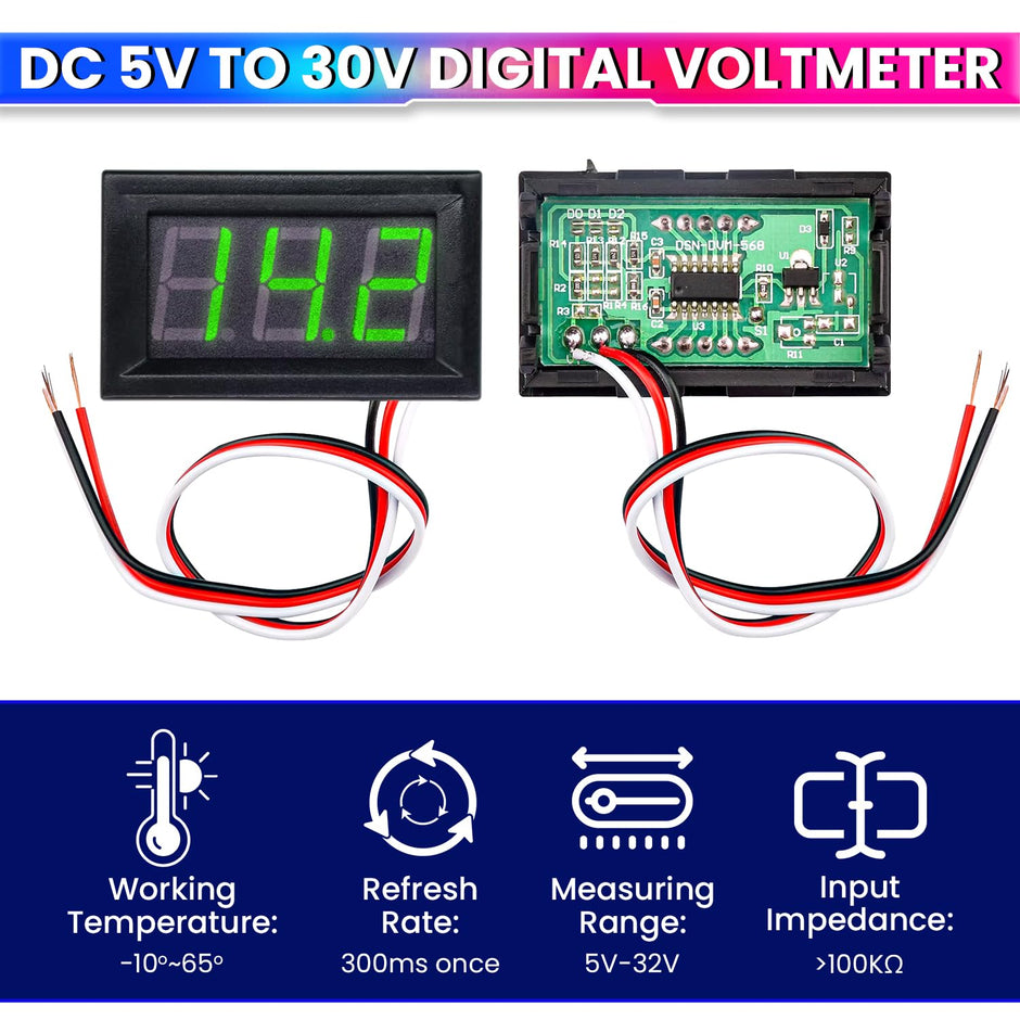Mini DC Voltmeter 5–32V, Digital Voltage Tester with Compact Display for Accurate Monitoring amiciKart c0tmiz-hs.myshopify.com