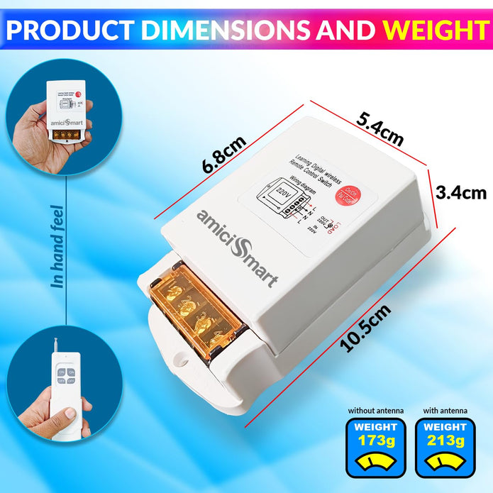 Wireless Remote Switch 220V 1km Long-Range Control for Pump, Tubewell & Motors 40A Heavy Load