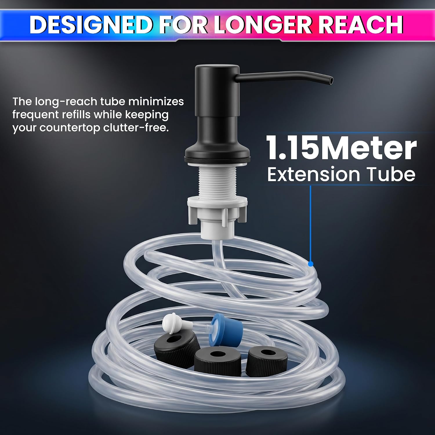 Kitchen Sink Soap Dispenser Built-in Countertop S.S Steel Dispenser Pump ( Black)